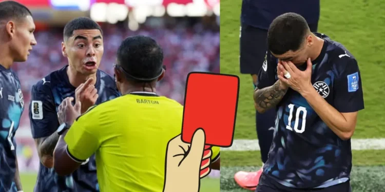 Miguel Almiron red card FIFA World Cup